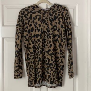 Leopard tunic pullover with hood